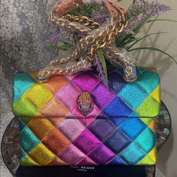 Kurt Geiger Rainbow Quilted Shoulder Bag - Picture 15 of 17